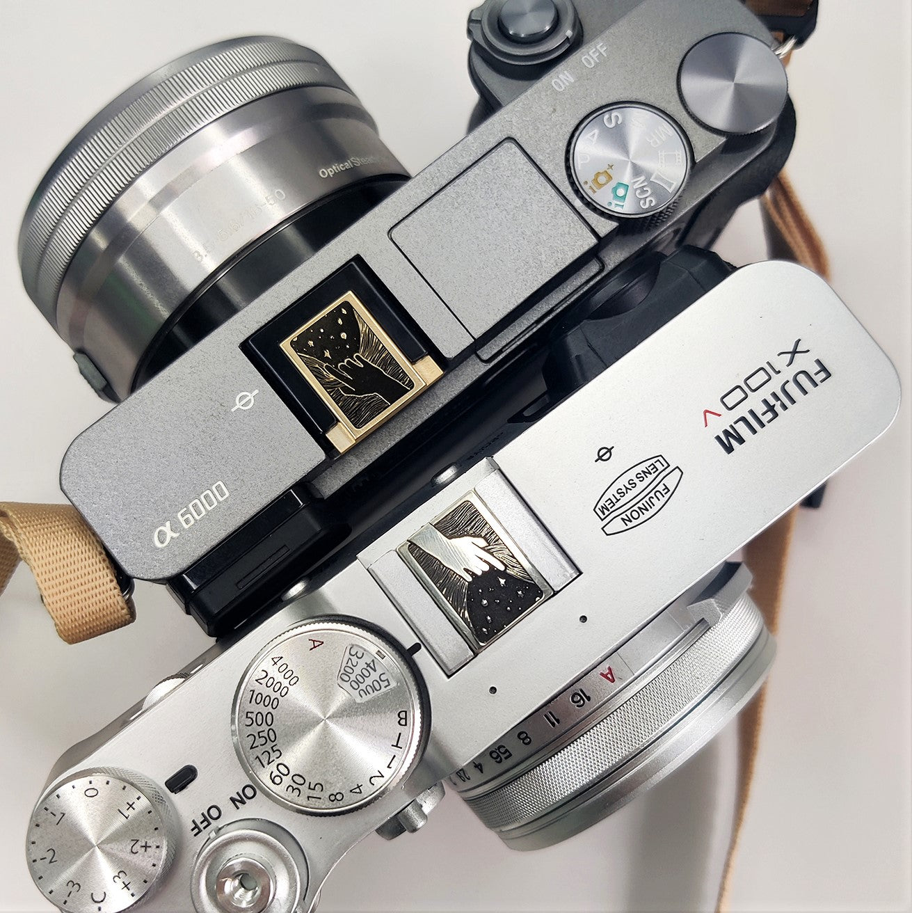 Leder-Metall-Kamera-Blitzschuhe-Abdeckung und Auslöser, Fuji/Nikon/Canon-Zubehör, Geschenke für Fotografie-Liebhaber
