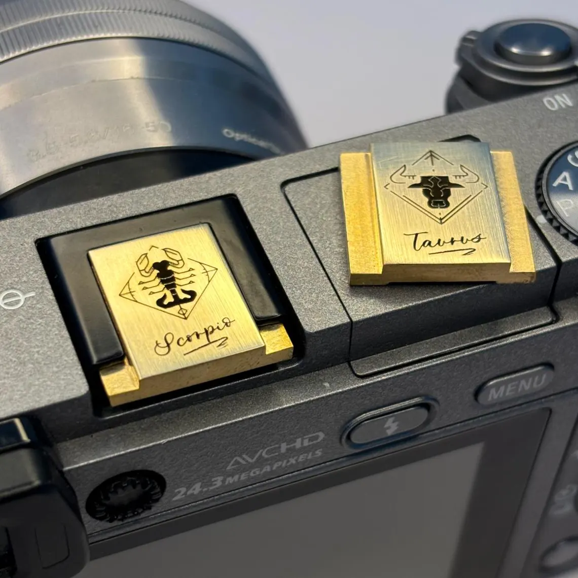 Taurs Zodiac Sign - Gold Camera Hot Shoe Cover